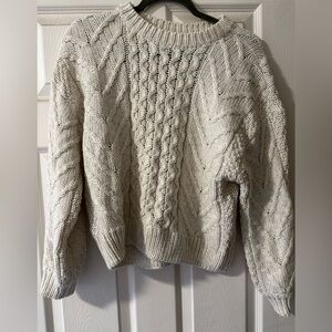 RD Style Cream Cable Knit Turtleneck Sweater
